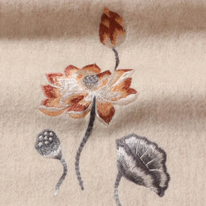 Handcrafted Embroidery Premium 100% Wool Scarf Shawl Lotus 180x30cm - SinoCultural -- LS065