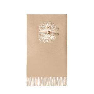 Handcrafted Embroidery Premium 100% Wool Scarf Shawl Beaded Fringe 180x30cm - SinoCultural -- LS066