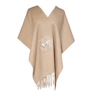 Handcrafted Embroidery Premium 100% Wool Scarf Shawl Beaded Fringe 180x30cm - SinoCultural -- LS066
