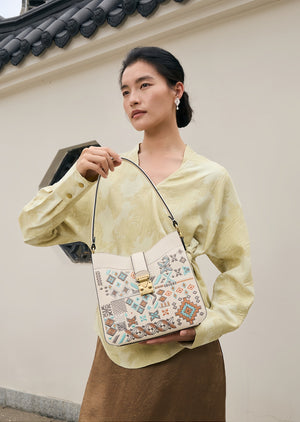 Heritage Geometric Embroidery Shoulder Bag – Elegant Chinese Style Handbag-brocademodern