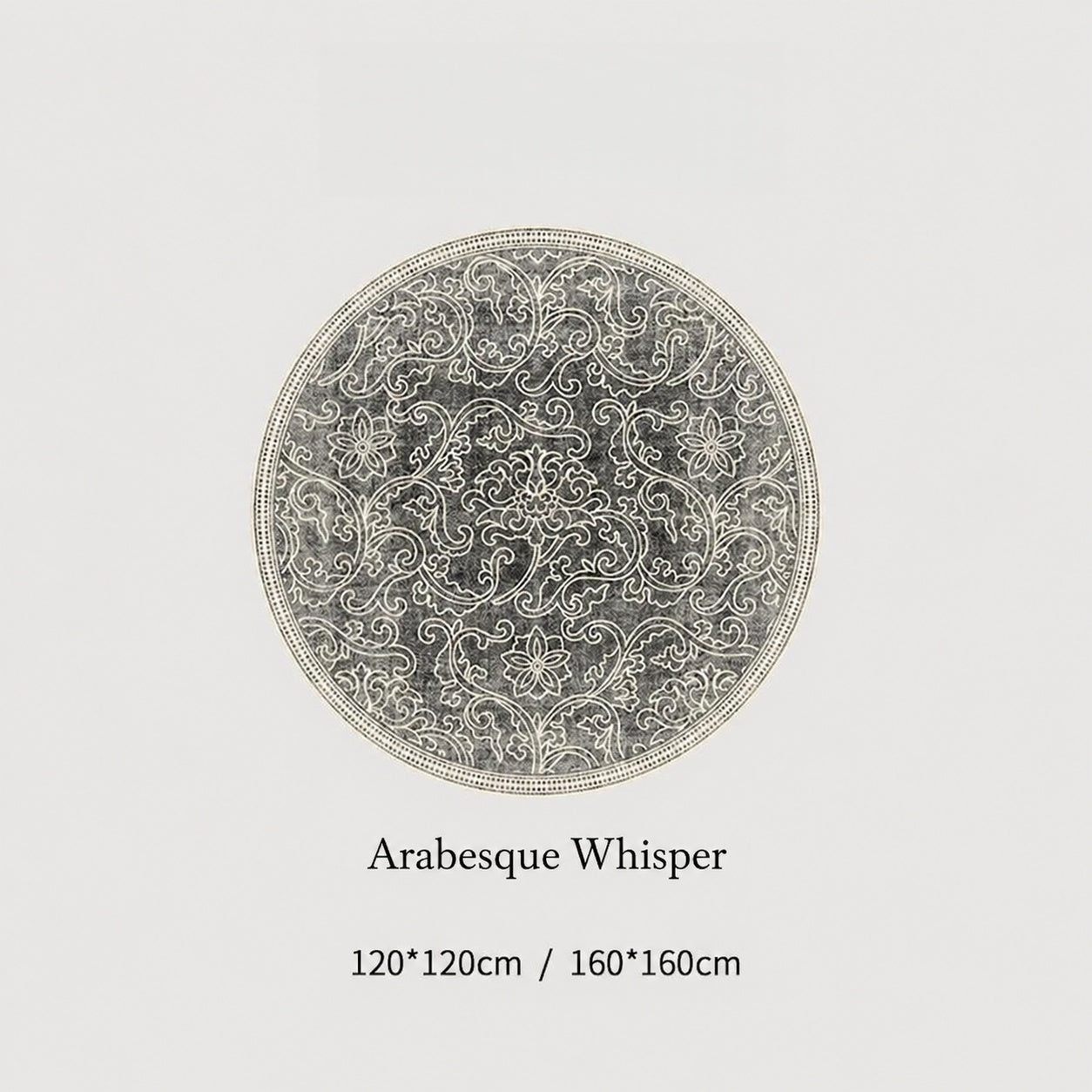Close view of decorative rug showing oriental motif texture and soft interior styling detail
