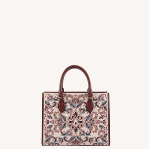 Baoxiang Flower Embroidered Leather Tote Bag | Chinese Style Handbag | Brocade Modern