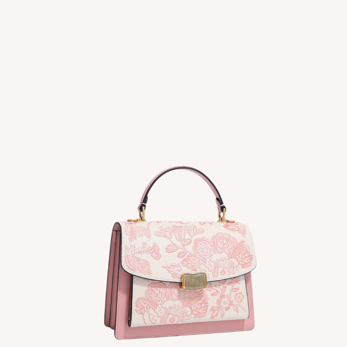 Begonia Embroidered Accordion Bag | New Chinese Style Leather Handbag | Brocade Modern