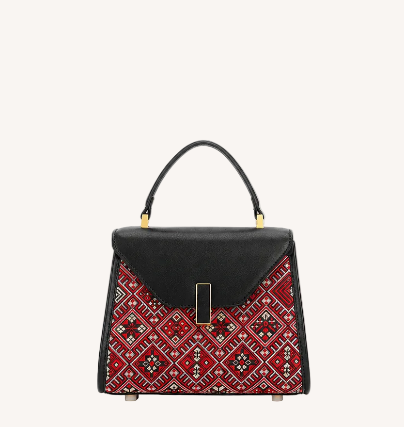 Heritage Zhuang Brocade New Chinese Style Kelly Bag – Crimson Blossom-brocademodern
