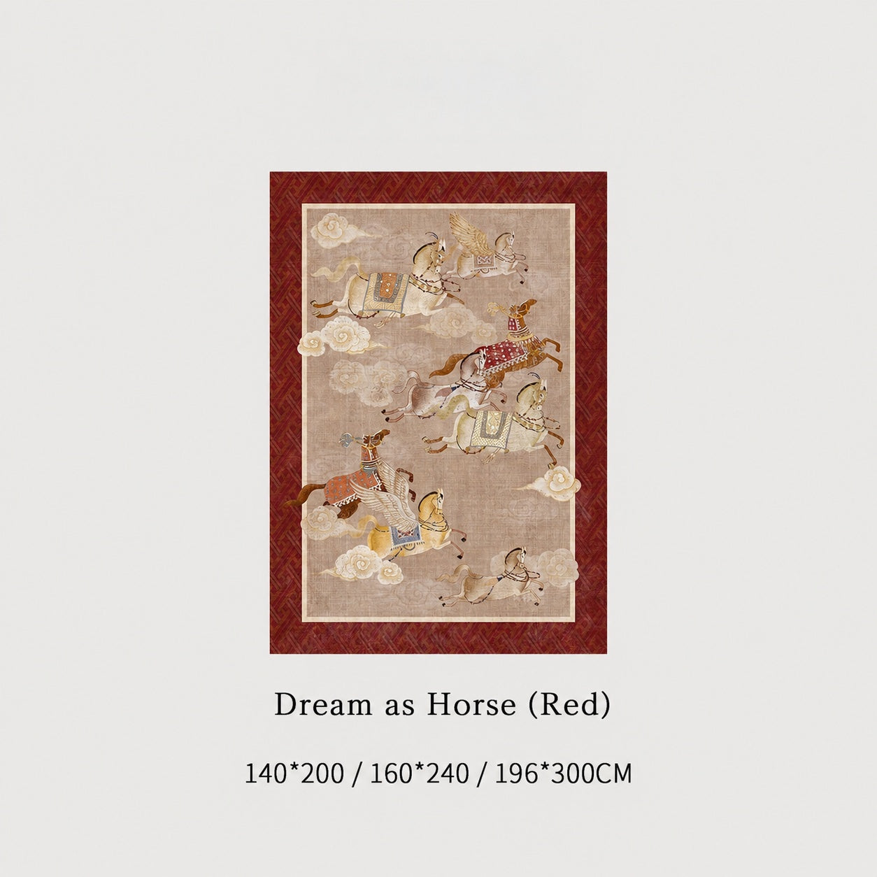 Close view of decorative rug showing oriental motif texture and soft interior styling detail featuring Vintage Chinese Style