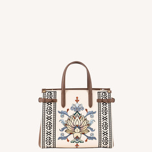Embroidered Tote Bag | Lotus Vine Chinese Style Handbag | Brocade Modern