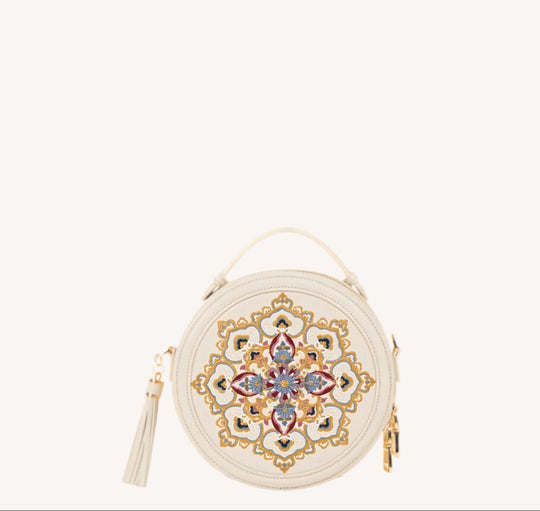 Gu (古) Series Baoxiang Blossom Round Bag – Chinese Embroidered Crossbody | Brocade Modern