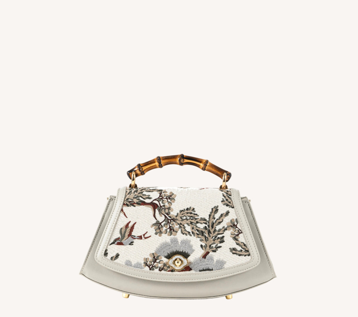 Embroidered Bamboo Handle Handbag | Chinese-Style Magpie Bag | Brocade Modern