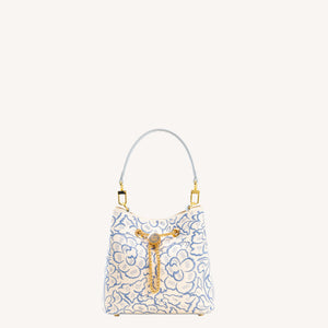 Heritage Embroidered New Chinese Style Bucket Bag – Blue & White Peony