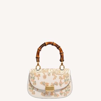 Luxury New Chinese Style Embroidered Leather Bamboo-Handle Bag – Maiden’s Garden Camellia