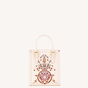 Embroidered Vintage Tote Bag with Treasure Bowl Motif | Brocade Modern