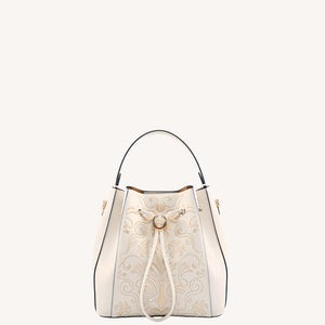 Liuli Phoenix Crown Embroidered Convertible Backpack | Chinese Style Bucket Bag | Brocade Modern