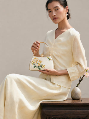 New Chinese Style Peony Embroidered Qipao Clutch Bag – Vintage Wedding Evening Handbag with Crystal Pearl Clasp-brocademodern