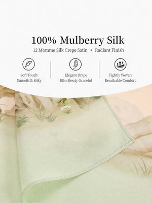 Twelve Floral Deities mulberry silk long scarf worn as shoulder wrap, pastel floral print-brocademdoern