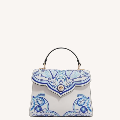 Luxury New Chinese Style Embroidered Leather Handbag – Koi & Gourd Motifs