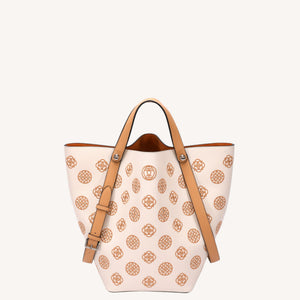 Baoxiang Blossom Embroidered Leather Bucket Bag | Chinese Style Large Tote | Brocade Modern