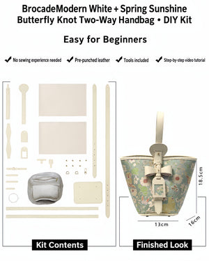 Butterfly Bow Handbag DIY Kit – Leather and Fabric Hand-Sewing Crossbody Bag