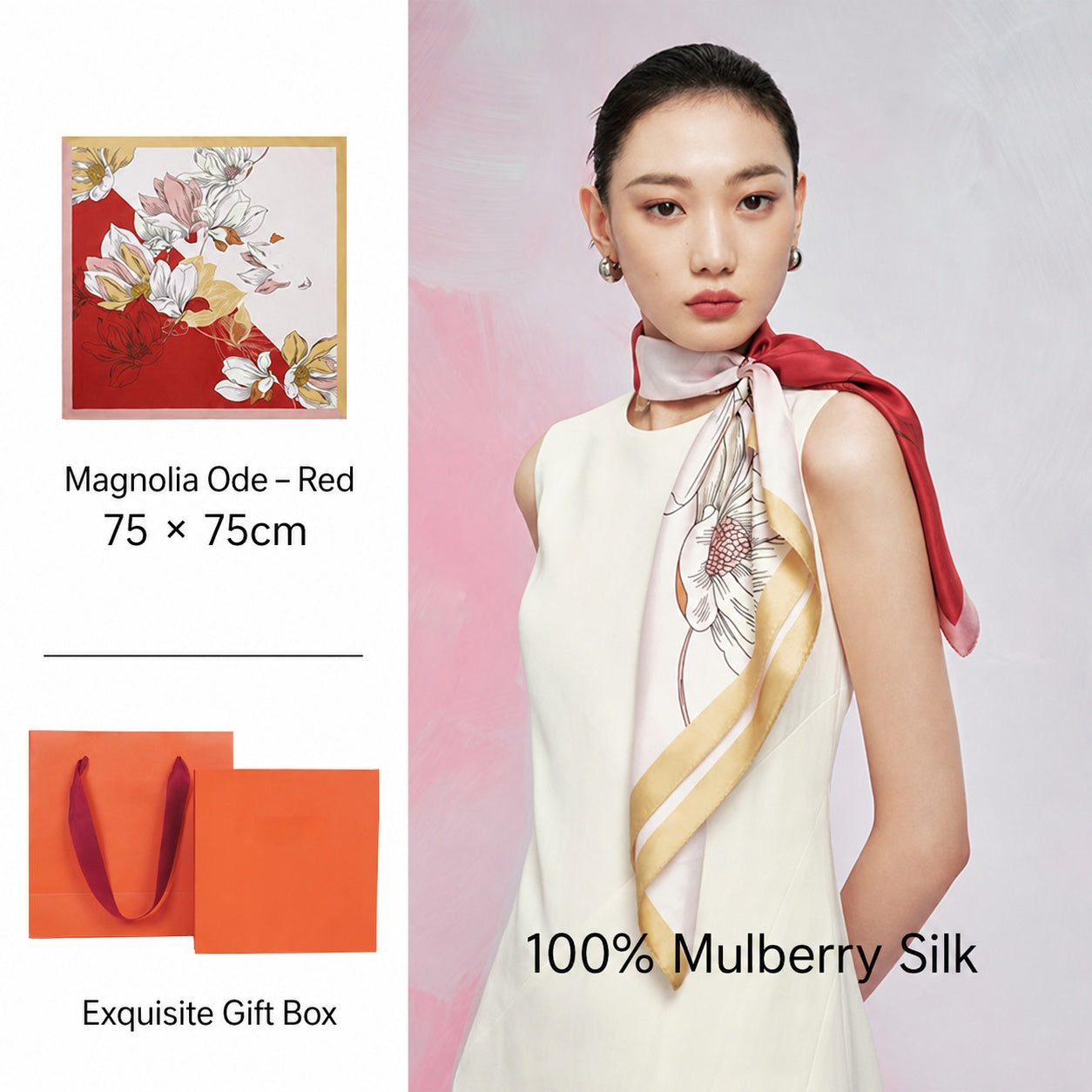 Mulberry silk scarf gift set with premium box presentation for meaningful luxury gifting