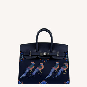 New Chinese Style Song Brocade Top-Handle Bag – Dark Heritage Tone & Golden Pheasant Motif -brocademodern