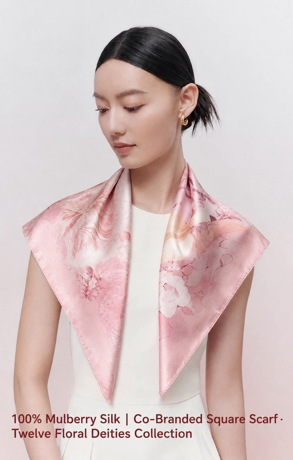 Twelve Floral Deities Silk Square Scarf (63×63 cm)-brocademodern