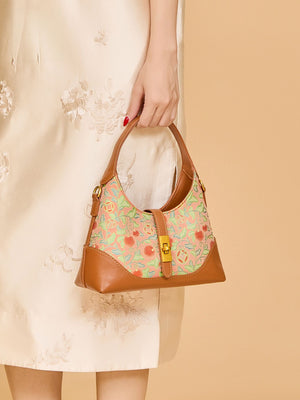 Golden Orange Song Brocade Handbag | Brocade Modern
