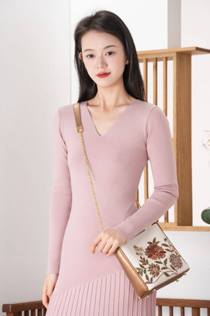 Heritage Embroidered New Chinese Style Ear Bag – Champagne Gold Floral Crossbody-brocademdoern