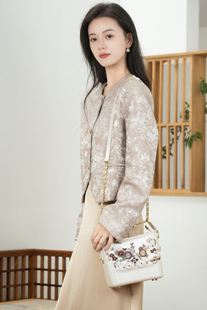 Heritage Embroidered New Chinese Style Wanderer Bag – Pearl White / Lavender-brocademodern