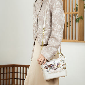 Heritage Embroidered New Chinese Style Wanderer Bag – Pearl White / Lavender-brocademodern