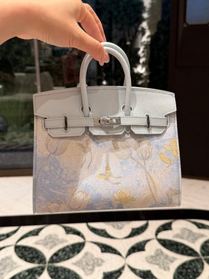 New Chinese Style Song Brocade Top-Handle Bag – Golden Floral Aroma / Layered Lotus Motif-brocademodern