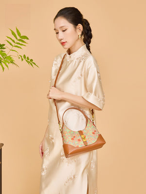 Golden Orange Song Brocade Handbag | Brocade Modern