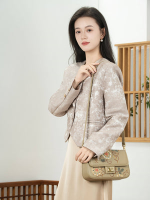 Baoxiang Flower Embroidered Top-Handle Bag | Brocade Modern