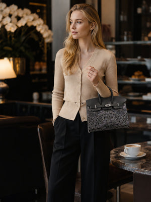Chinoiserie Luxury Song Brocade Top-Handle Bag — Auspicious Kylin & Dream Chaser Horse Motifs
