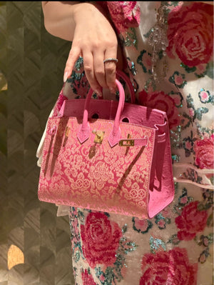 Chinoiserie Luxury Song Brocade Top-Handle Bag — 12 Chinese Zodiac Motifs & Prosperity Fortune Pattern-brocademodern