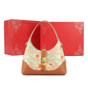 Golden Orange Song Brocade Handbag | Brocade Modern