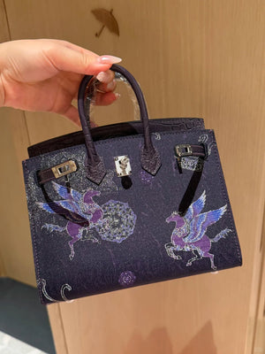 Chinoiserie Luxury Song Brocade Top-Handle Bag — Auspicious Kylin & Dream Chaser Horse Motifs