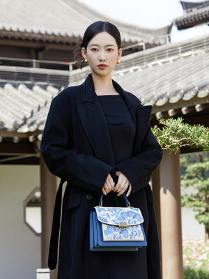 Begonia Embroidered Accordion Bag | New Chinese Style Leather Handbag | Brocade Modern
