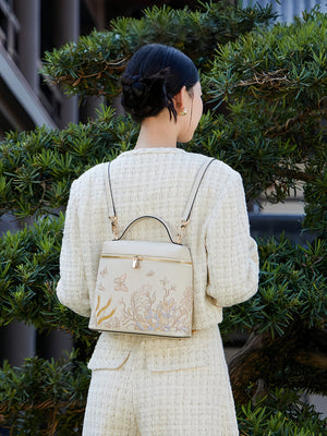 Butterfly Embroidered Leather Backpack – New Chinese Style Convertible Shoulder Bag for Women-brocademodern