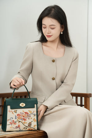 Gu (古) Embroidered Kelly Bag | Chinese-Style Handbag & Crossbody | Brocade Modern
