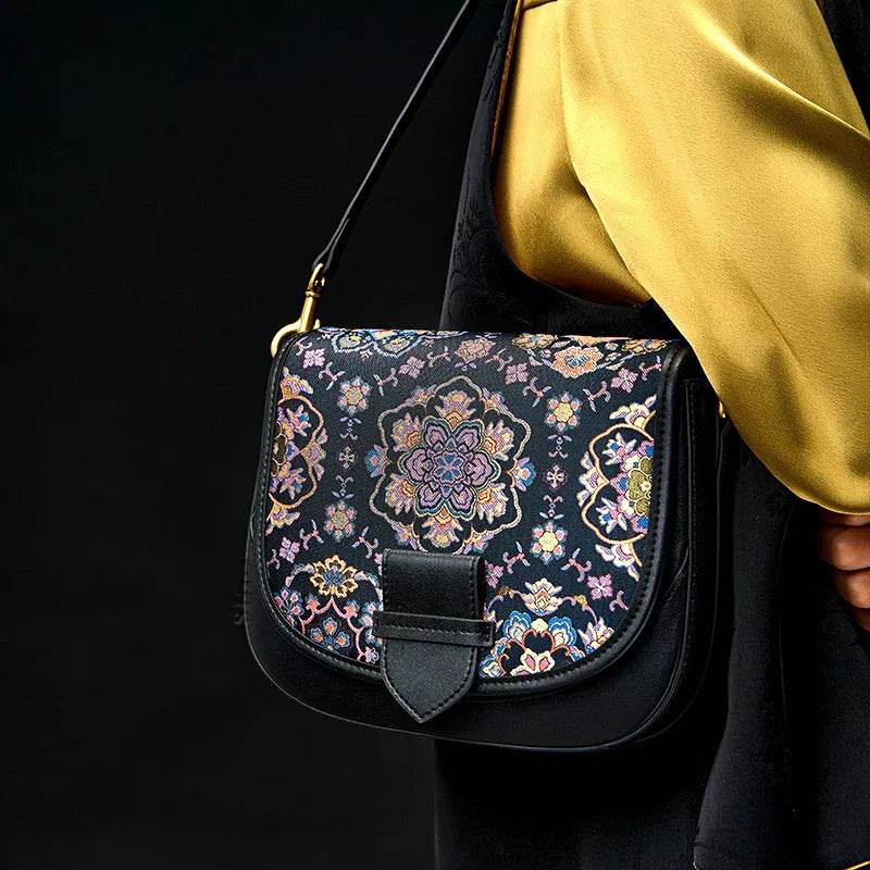 Song Brocade Silk Messenger Bag – Baoxiang Leather Crossbody - SinoCultural -- FJ220678-2