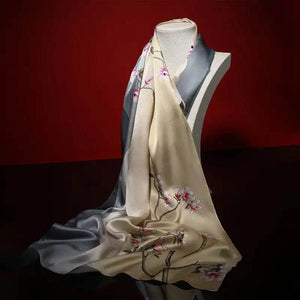 100% Mulberry Luxurious Silk Shawl Scarf for Women's Autumn 170x53cm - SinoCultural -- LS067
