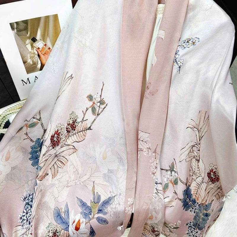 Mulberry Silk 14 Momme Scarf Double-Sided Buckle 175x53 cm - SinoCultural -- CXFJ006