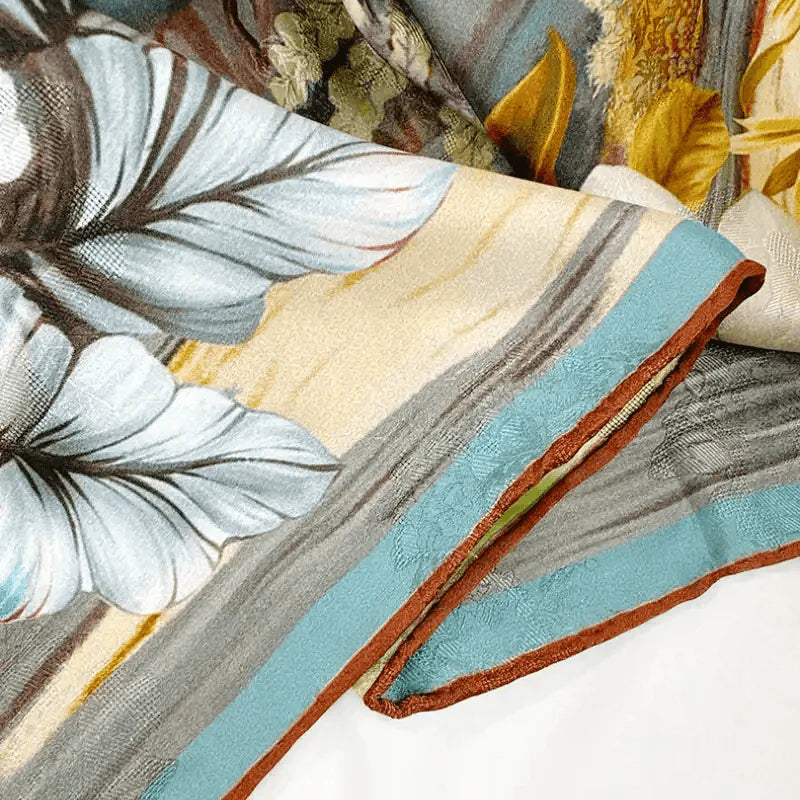 Mulberry Silk 14 Momme Square Scarf Boathouse 108x108 cm - SinoCultural -- CXFJ004