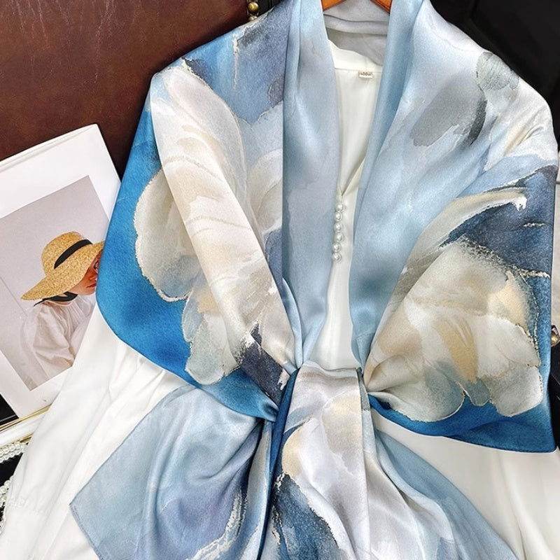 Mulberry Silk 14 Momme Silk Scarf Blue Orchid 175x53 cm - SinoCultural -- CXFJ007