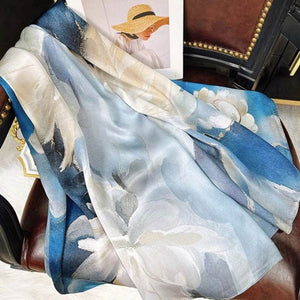 Mulberry Silk 14 Momme Silk Scarf Blue Orchid 175x53 cm - SinoCultural -- CXFJ007