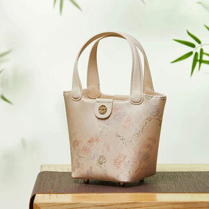 Mulberry Silk Leather Exquisite Jacquard Basket Bag - SinoCultural -- P17061705