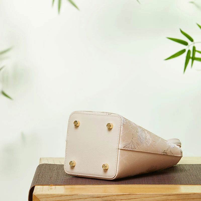 Mulberry Silk Leather Exquisite Jacquard Basket Bag - SinoCultural -- P17061705