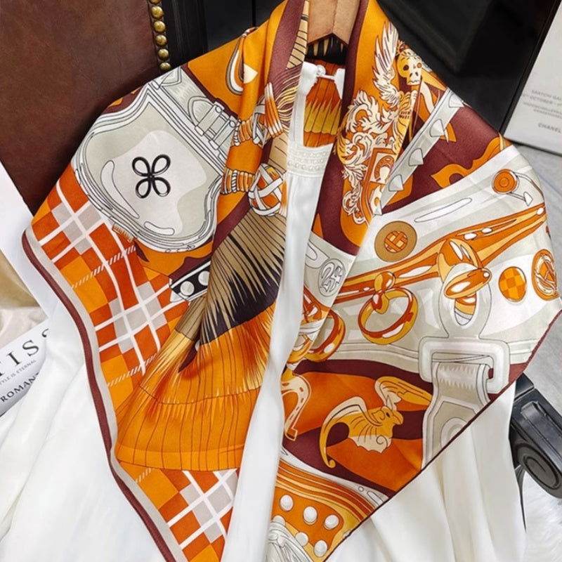 Mulberry Silk 14 Momme Silk Square Scarf 88x88 cm - SinoCultural -- CXFJ010