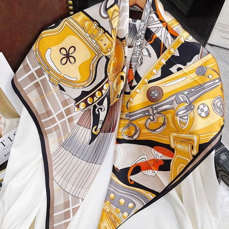 Mulberry Silk 14 Momme Silk Square Scarf 88x88 cm - SinoCultural -- CXFJ010