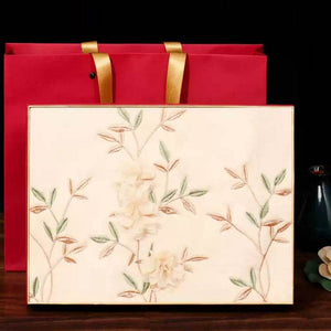 Embroidery 100% Pure Cashmere Scarf Rose 200x60 cm - SinoCultural -- HYFSJ038A01