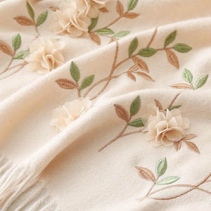 Embroidery 100% Pure Cashmere Scarf Rose 200x60 cm - SinoCultural -- HYFSJ038A01